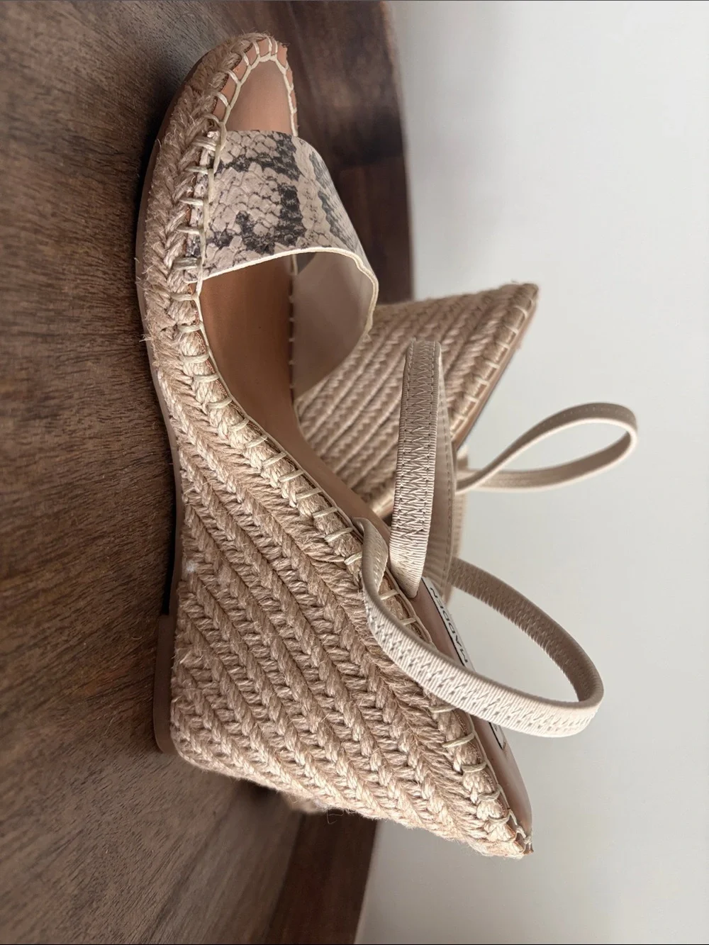 Steve Madden Neutral Snake-Print Espadrille Wedge Sandals